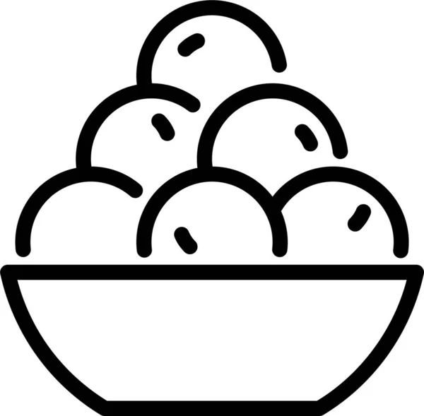 Bowl Delicacy Dessert Icon Outline Style — Stock Vector