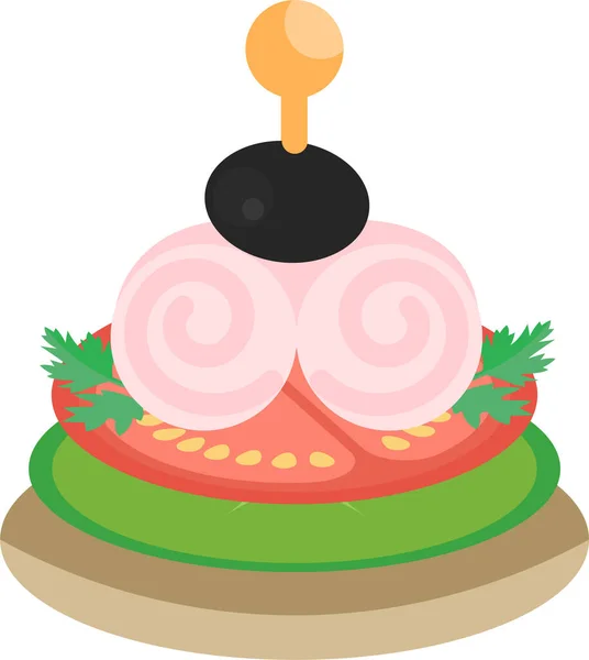 Cake Fast Food Icon Flat Style — Stock Vector