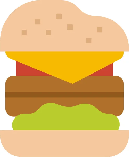 Burger Fast Food Ikona Płaskim Stylu — Wektor stockowy