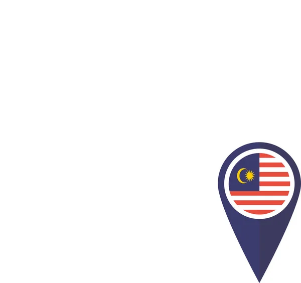 Tandai Ikon Peta Malaysia Dalam Gaya Datar - Stok Vektor