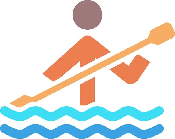 Ícone Remo Olímpico Canoa Estilo Sólido — Vetor de Stock