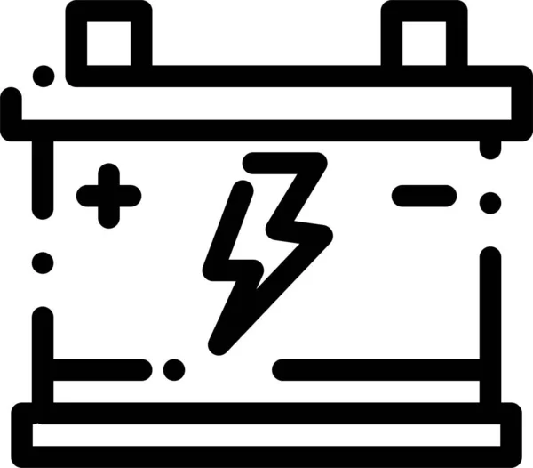 Acumulator Batterij Auto Pictogram Omtrek Stijl — Stockvector