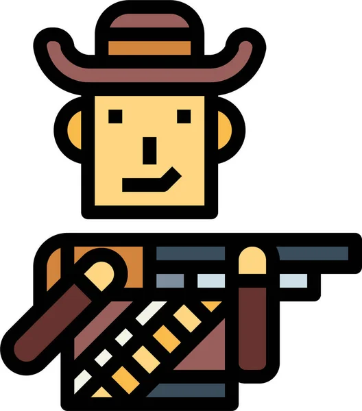 Cowboy Shotgun Hunter Icon — Stock Vector