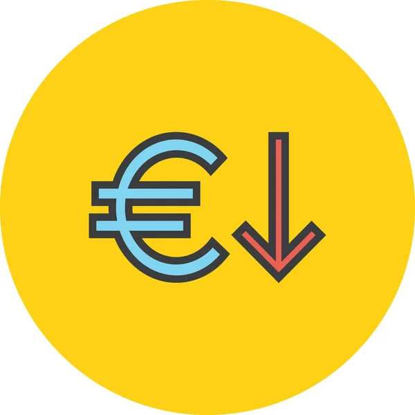 减少欧元财务图标的填充轮廓风格 — 图库矢量图片