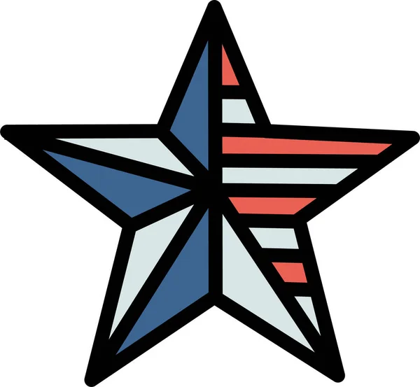 Flaga Gwiazdy Paski Ikona Stylu Wypełniony Zarys — Wektor stockowy