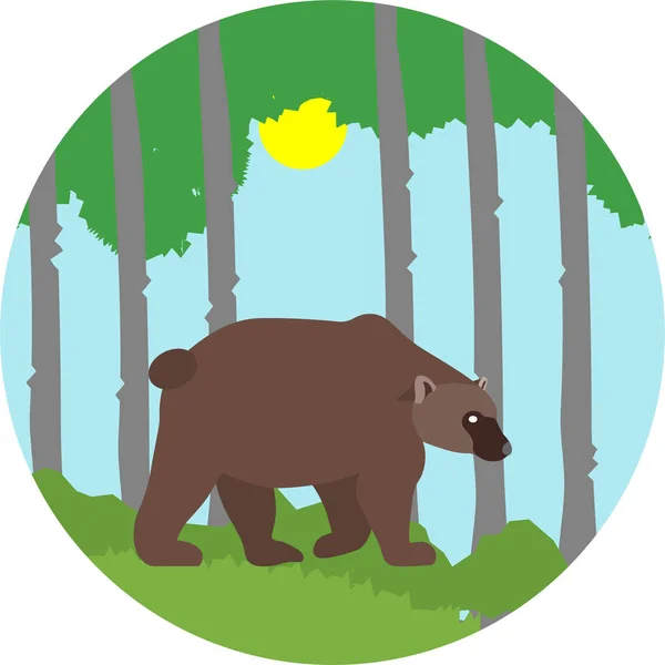 Zwierzę Niedźwiedź Obóz Ikona Płaskim Stylu — Wektor stockowy