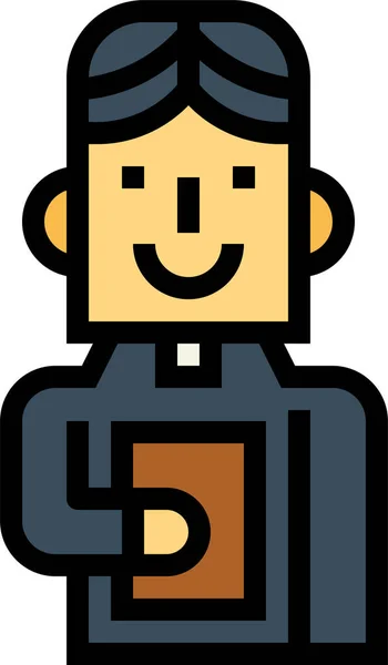 Pastor Priest Christian Icon Filled Outline Style — Stock Vector
