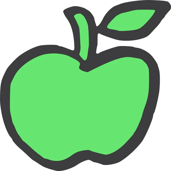Apfel Essen Frisches Symbol Handgezeichnetem Stil — Stockvektor