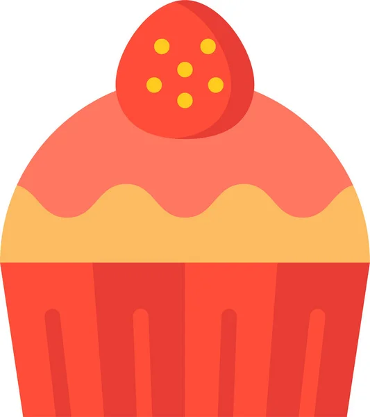 Cake Cupcake Dessert Pictogram Platte Stijl — Stockvector