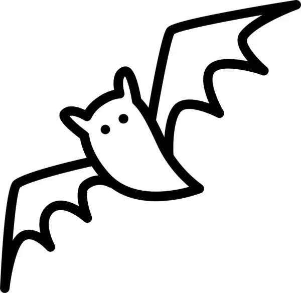 Bat Flittermouse Halloween Icon Outline Style — Stock Vector
