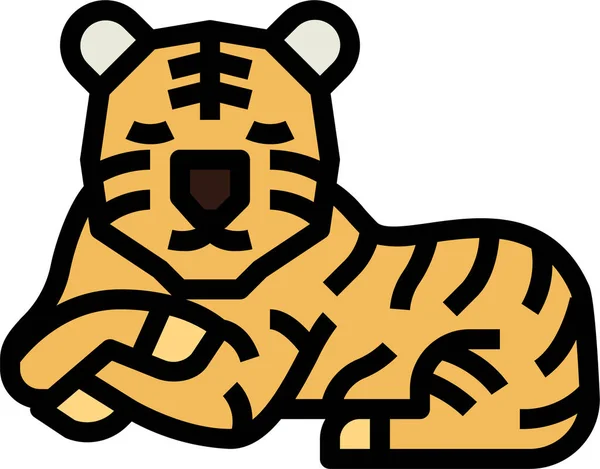 Tigre Mamífero Icono Vida Silvestre Estilo Contorno Lleno — Vector de stock