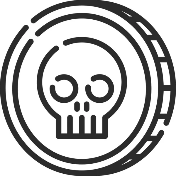 Moneda Halloween Icono Horror Estilo Esquema — Vector de stock