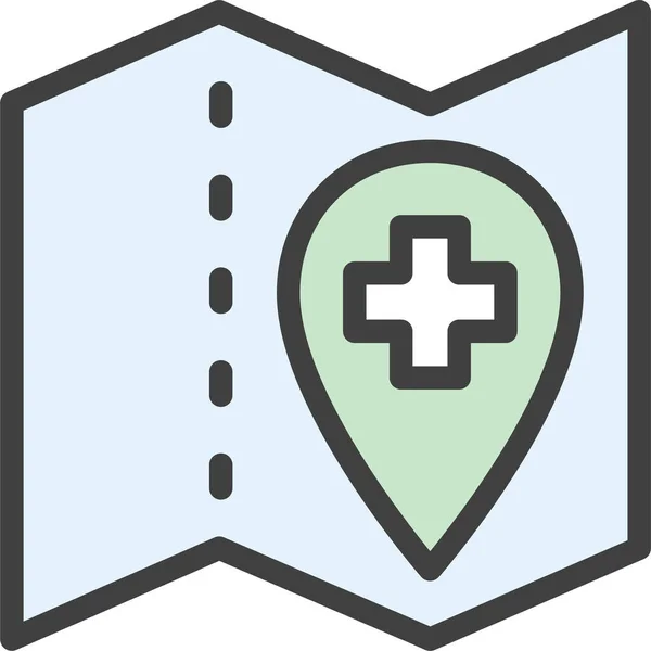 Map Clinic Hospital Icon — Stock Vector