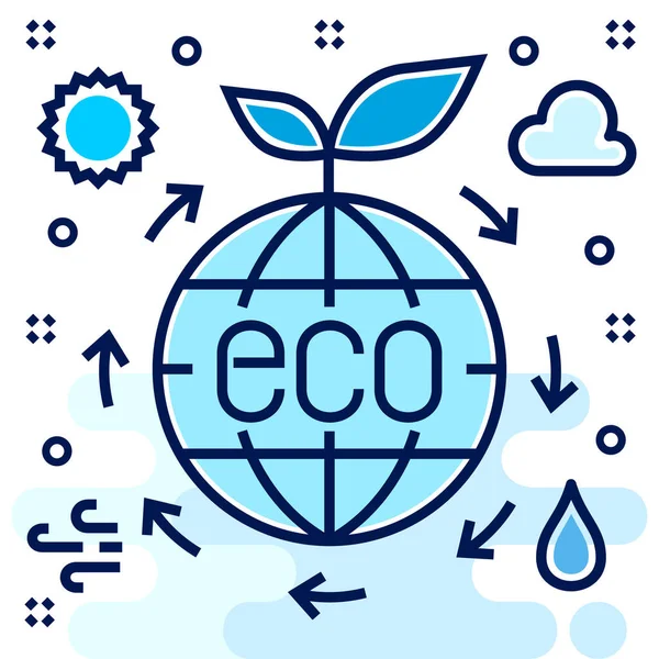 Eco Ecologia Ícone Ecossistema Estilo Esboço Preenchido — Vetor de Stock