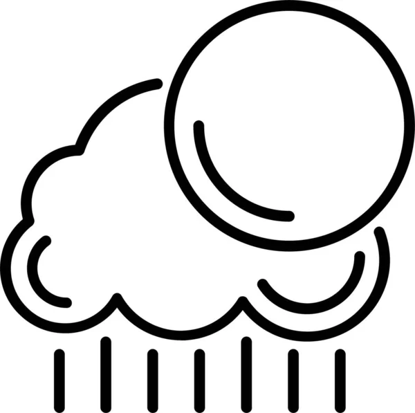 Pluie Soleil Météo Icône Dans Style Contour — Image vectorielle