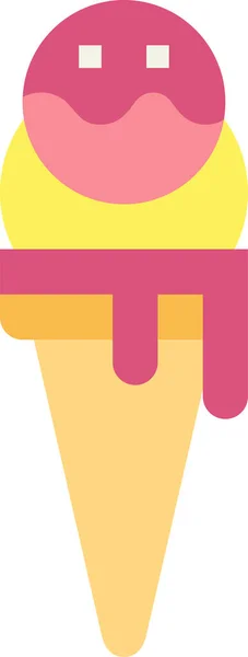 Icono Postre Crema Cono Categoría Verano — Vector de stock