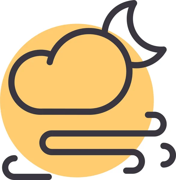 Nube Nublado Icono Luna Estilo Contorno — Vector de stock