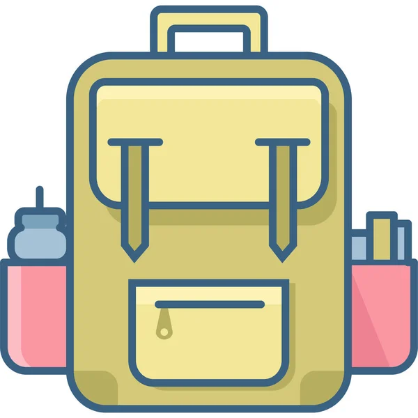 Bolsa Escuela Icono Educación Estilo Contorno Lleno — Vector de stock