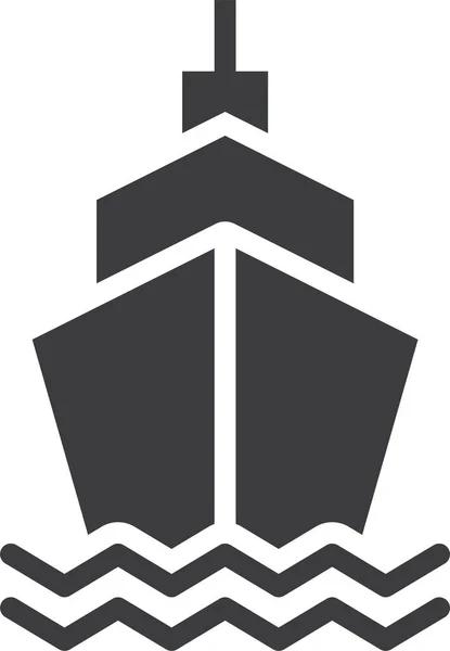 Barca Crociera Icona Nautica Stile Solido — Vettoriale Stock