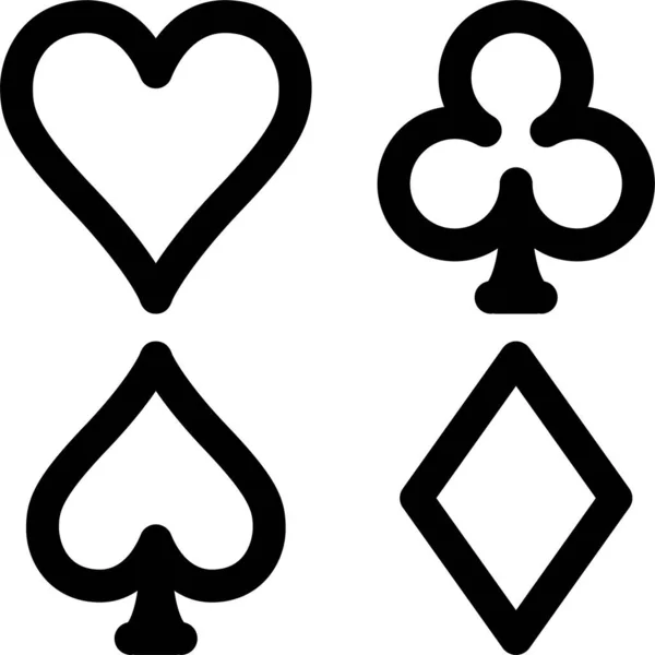 Icono Del Juego Casino Cartas Estilo Esquema — Vector de stock