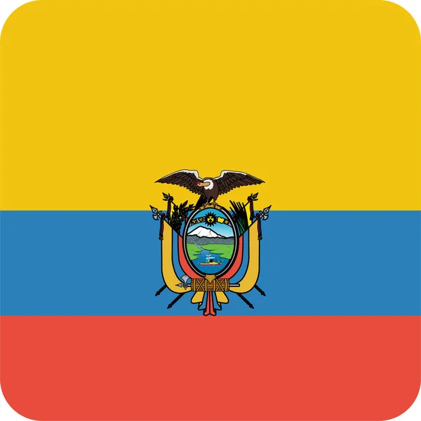 Land Ecuador Flagga Ikon Platt Stil — Stock vektor