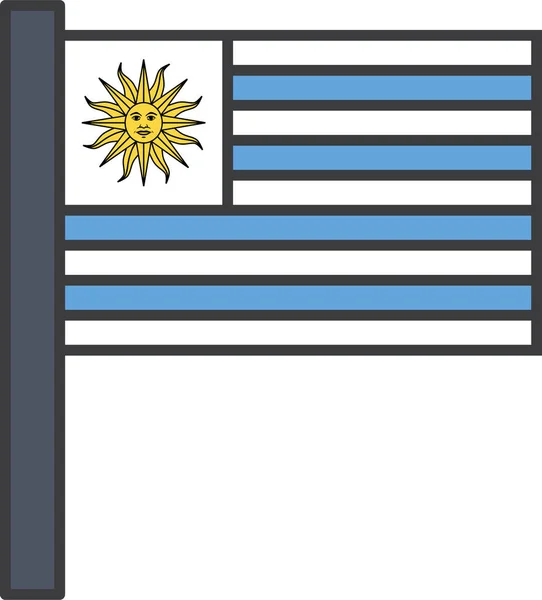 Иконка Уругвая Флагом Страны Стиле Заполненного Контура — стоковый вектор