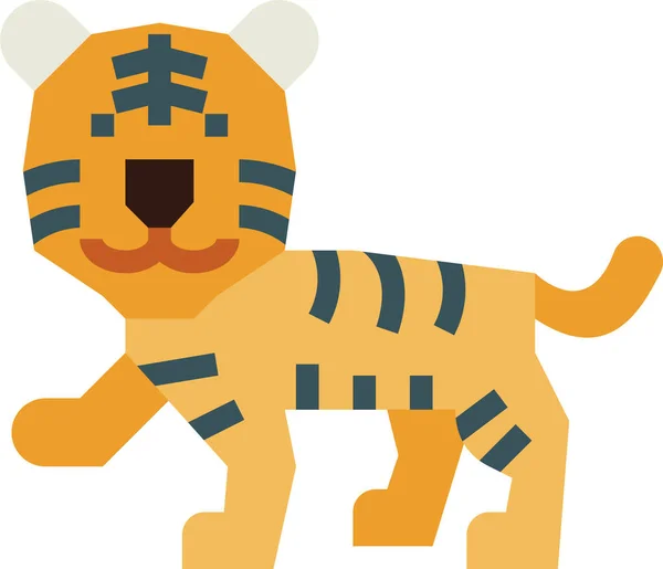 Tigre Mamífero Fauna Icono — Vector de stock