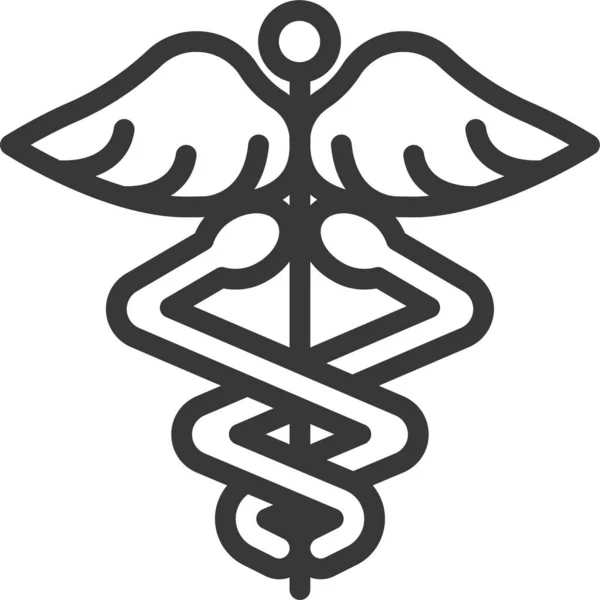 Alquimia Caduceo Icono Médico Estilo Del Esquema — Archivo Imágenes Vectoriales