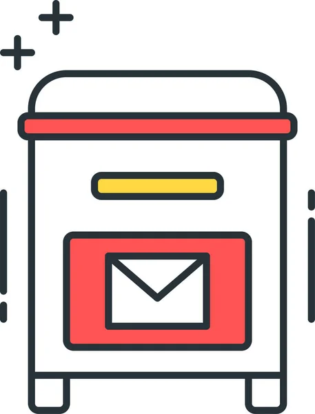 Icono Bandeja Entrada Del Servicio Postal Estilo Esquema Rellenado — Vector de stock