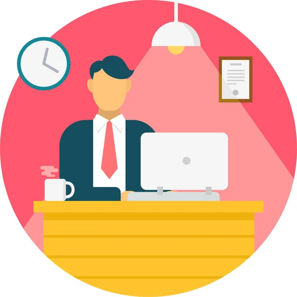 Office Work Busy Icon Flat Style — Stock Vector