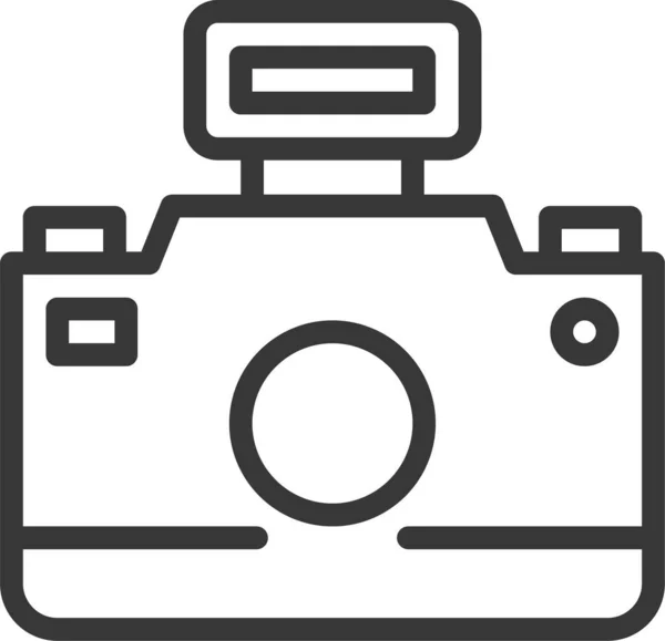 Verjaardag Camera Afbeelding Pictogram Omtrek Stijl — Stockvector