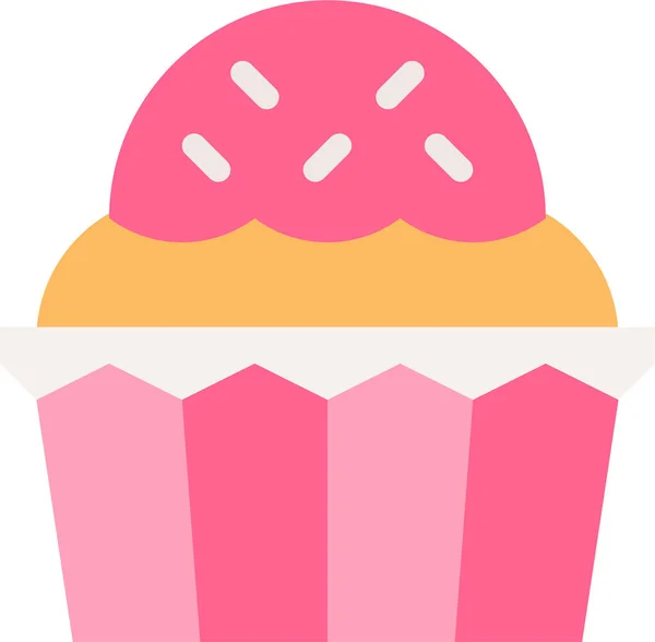 Cake Cupcake Dessert Pictogram Platte Stijl — Stockvector