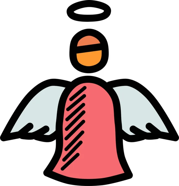 Angel Christmas Fairy Icon Estilo Contorno Lleno — Archivo Imágenes Vectoriales