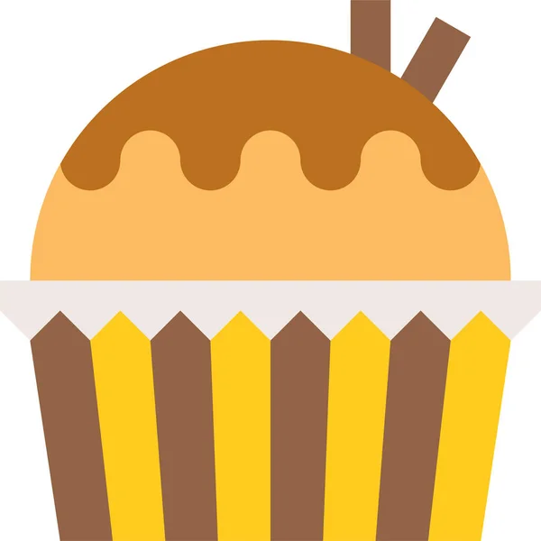 Pastel Cupcake Postre Icono Estilo Plano — Vector de stock