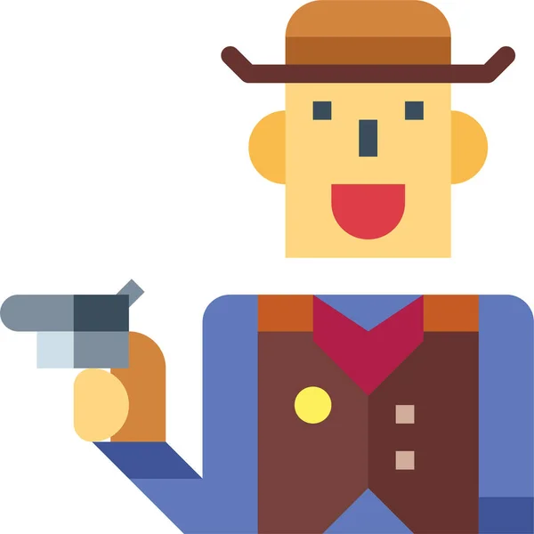 Vaquero Disparar Icono Occidental — Vector de stock