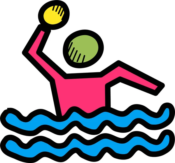 Jeux Aquatiques Icône Olympique Forme Contour Rempli — Image vectorielle