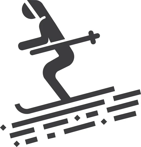 Икона Игрового Отдыха Лыжах Твердом Стиле — стоковый вектор