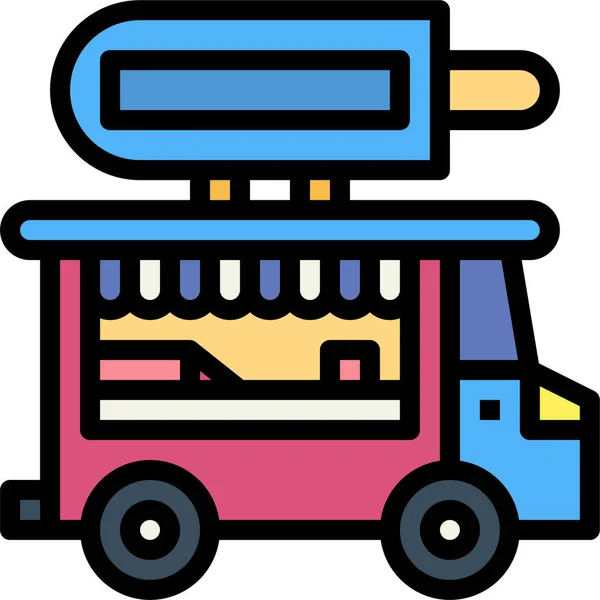 Icono Helado Coche Categoría Verano — Vector de stock