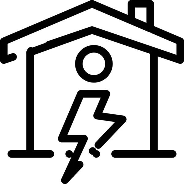 Ikon Rumah Enrgy Dalam Gaya Outline - Stok Vektor