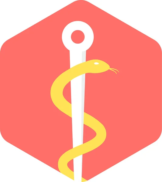 Asclepius Medisch Symbool Pictogram Platte Stijl — Stockvector