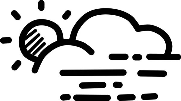 Nuvola Nuvoloso Icona Previsione Stile Disegnato Mano — Vettoriale Stock