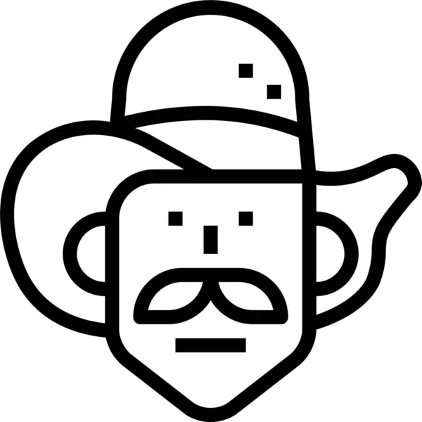 Vaquero Sombrero Hombre Icono — Vector de stock