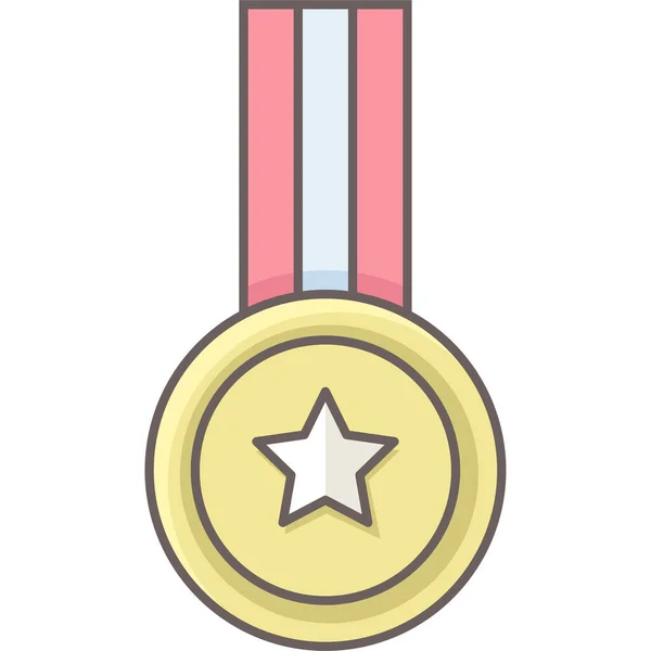 Badge Médaille Étoile Icône Forme Contour Rempli — Image vectorielle