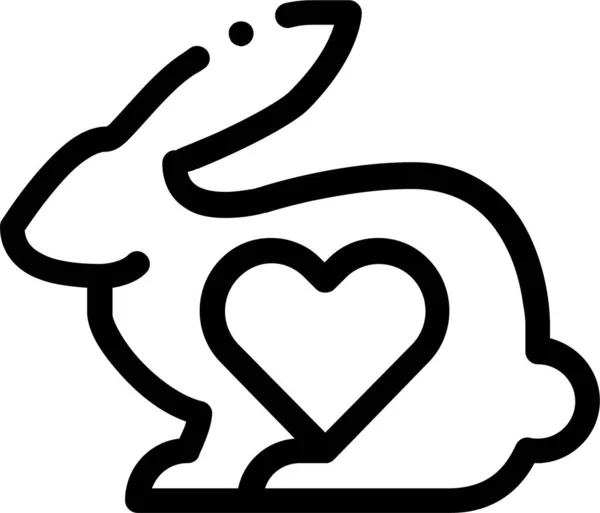 Иконка Кролика Животного Сердца Стиле Контура — стоковый вектор