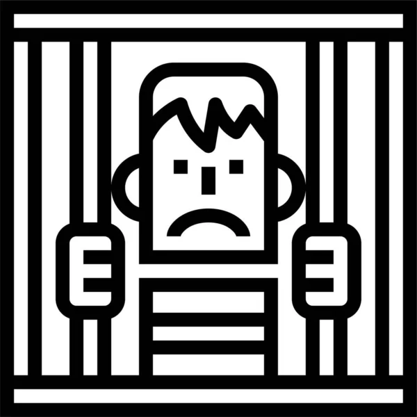 Ikona Bezpieczeństwa Więźnia Zarysie — Wektor stockowy