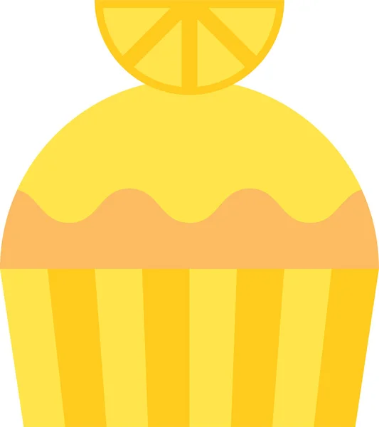 Cake Cupcake Dessert Pictogram Platte Stijl — Stockvector