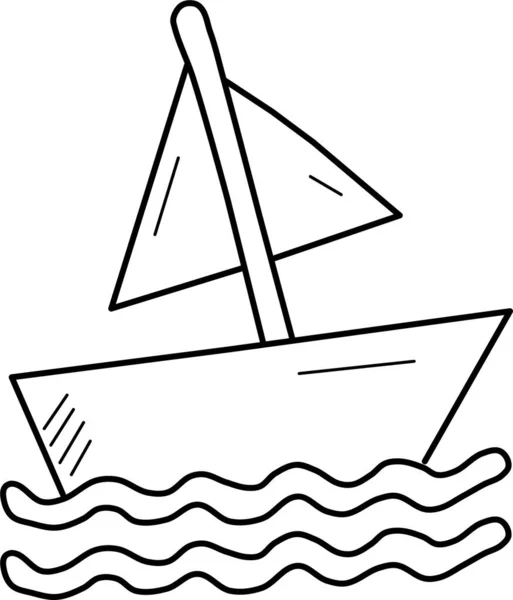 Beach Boat Sail Icon Outline Style — Stock Vector