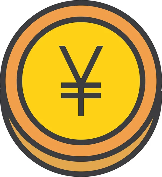 Business Coin Financiën Pictogram Gevulde Outline Stijl — Stockvector