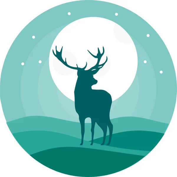 Deer Alone Animal Icon Flat Style — Stock Vector