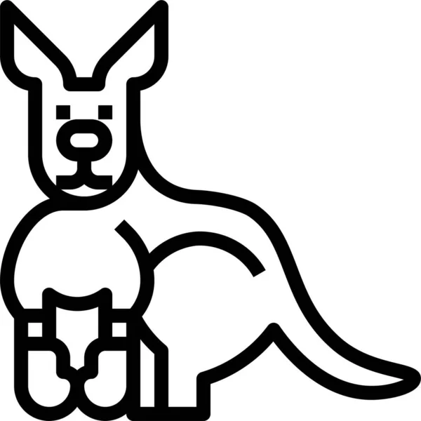 Kangaroo Boxing Animal Icon Outline Style — Stock Vector